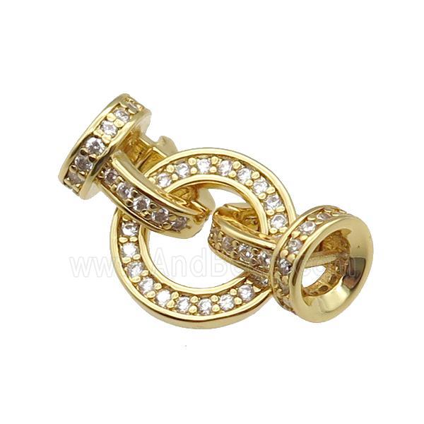 copper Clasp paved zircon, gold plated
