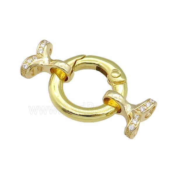 copper Clasp paved zircon, gold plated