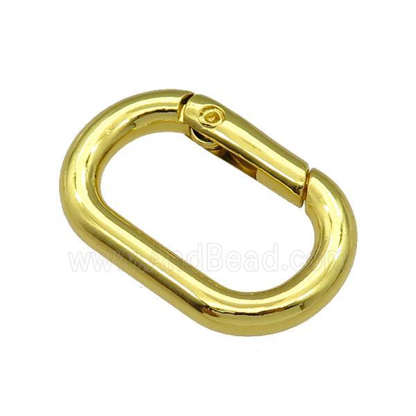 copper Carabiner Clasp, oval, gold plated