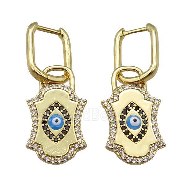 copper Latchback Earring with enamel paved zircon, gold plated