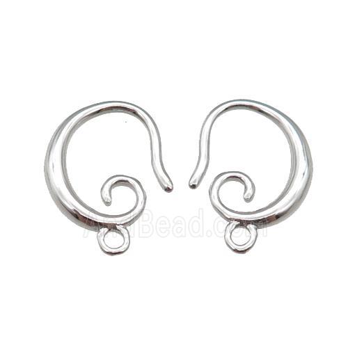 copper Hook Earring, platinum plated
