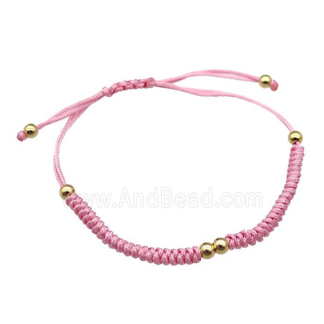 pink nylon braclet, adjustable
