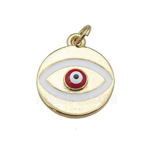 copper Evil Eye pendant with red enamel, gold plated
