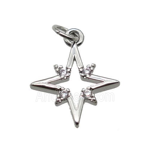 copper Star pendant paved zircon, platinum plated
