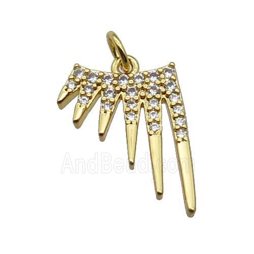 copper starbust pendant paved zircon, gold plated