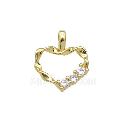 copper Heart pendant paved zircon, gold plated