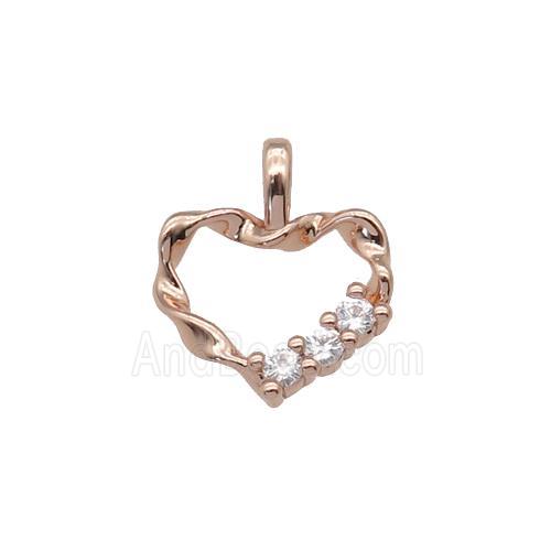 copper Heart pendant paved zircon, rose gold