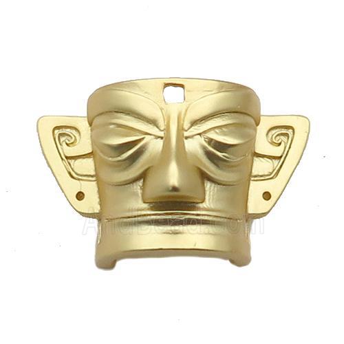 copper Sanxingdui charm pendant, face, duck-gold
