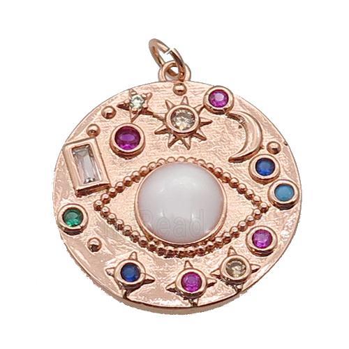 Copper Eye Pendant Pave Zirconia Sun Moon Rose Gold