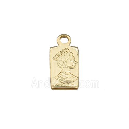 copper Queen pendant, rectangle, gold plated