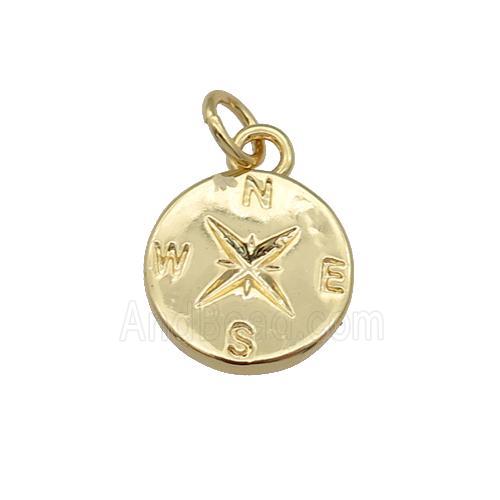 copper Compass pendant, gold plated