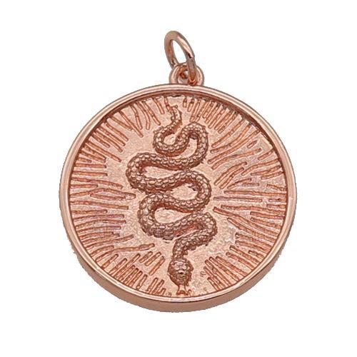 copper circle Snake pendant, rose gold