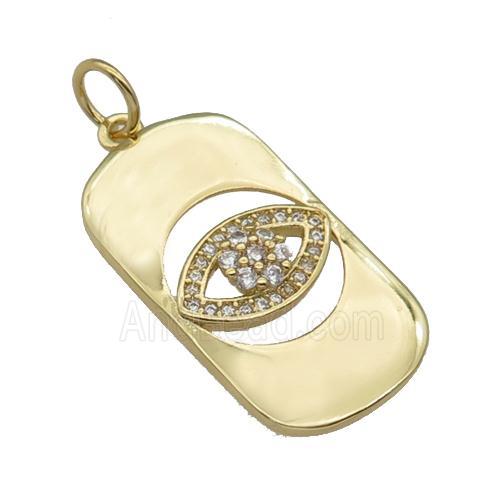 copper rectangle Eye pendant paved zircon, gold plated