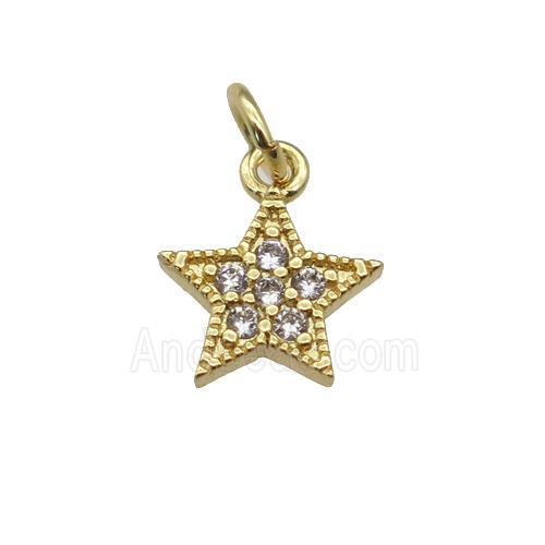 copper star pendant pave zircon, gold plated