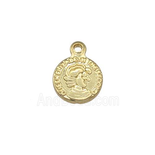 copper coin pendant, gold plated