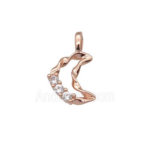 copper Moon pendant paved zircon, rose gold