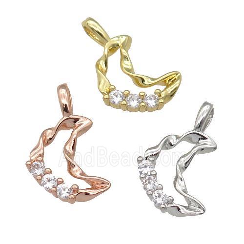 copper Moon pendant paved zircon, mixed