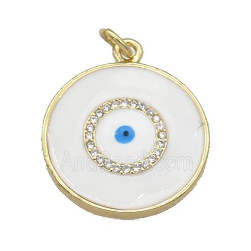 copper coin Eye pendant with withe enamel, gold plated