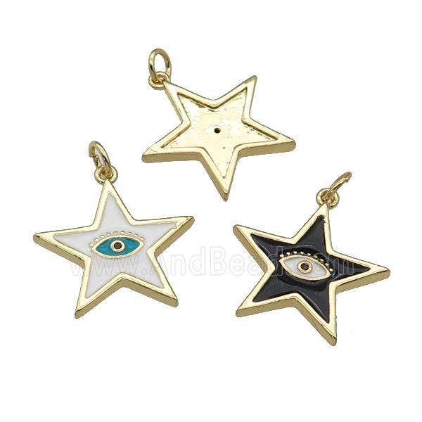 copper star Eye pendant with enamel, gold plated, mixed