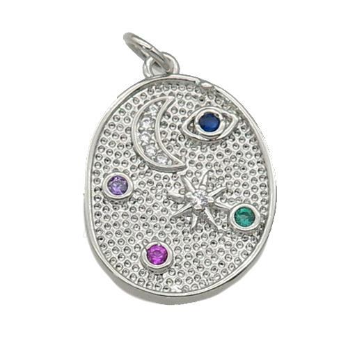 copper Moon Star pendant paved zircon, platinum plated