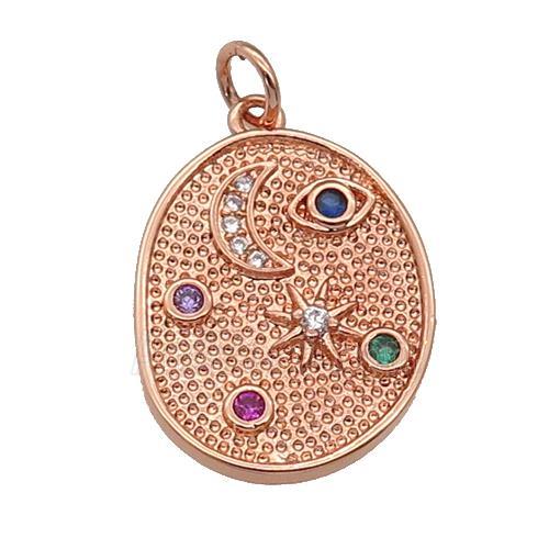 copper Moon Star pendant paved zircon, rose gold