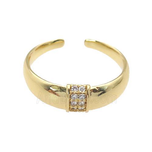 copper Ring paved zircon, gold plated