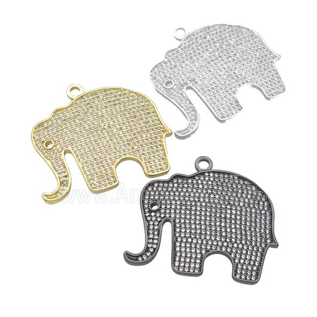 copper Elephant charm pendant paved zircon, mixed