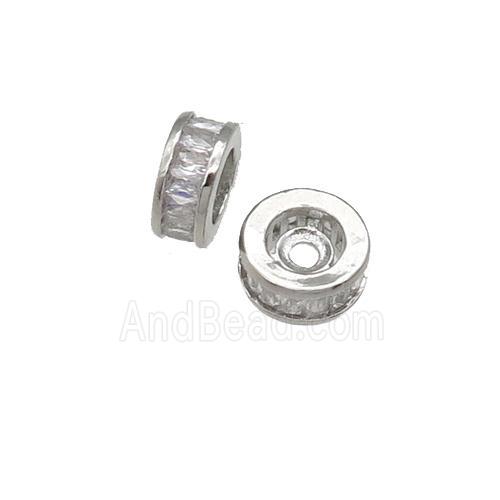 copper Heishi Beads paved zircon, platinum plated