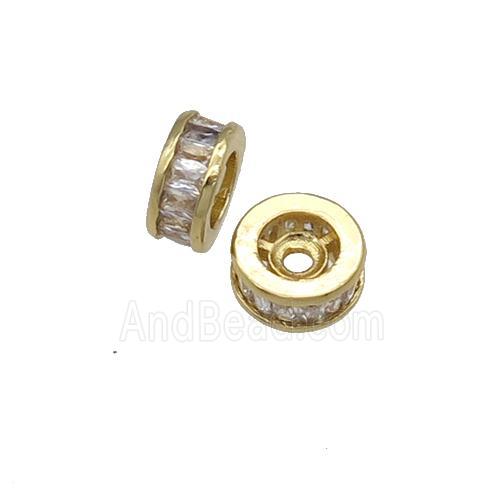copper Heishi Beads paved zircon, gold plated
