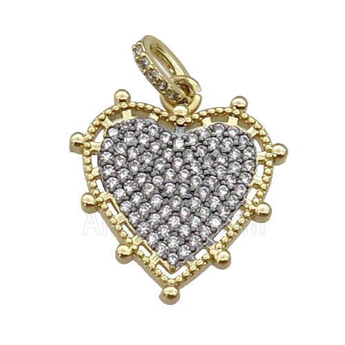 copper Heart pendant paved zircon, black plated