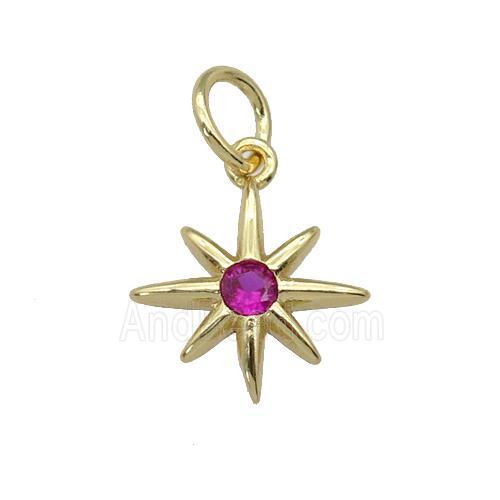 copper Northstar pendant paved zircon, gold plated