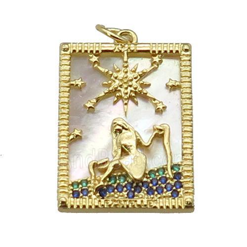 copper Frame pendant paved zircon, gold plated
