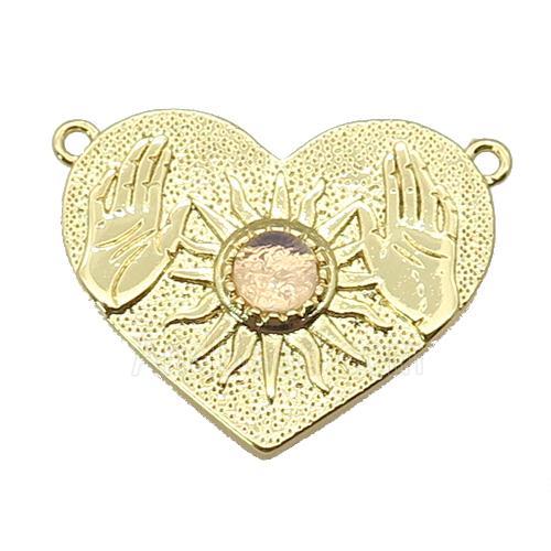 copper Heart pendant, sun hand, gold plated
