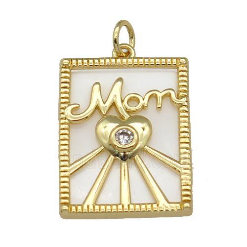 copper Frame pendant with MOM, shell, gold plated