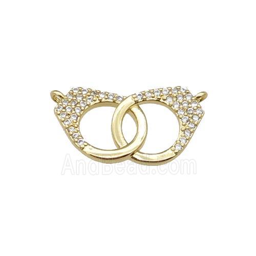 copper DoubleLock pendant paved zircon, gold plated