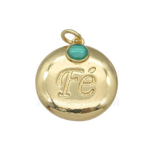 copper Coin pendant, gold plated