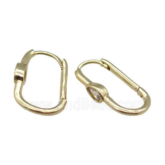 copper Latchback Earring paved zircon, gold plated