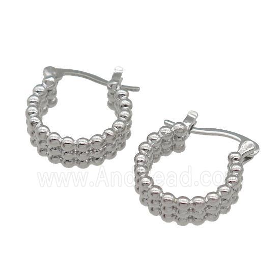 copper Latchback Earring, platinum plated