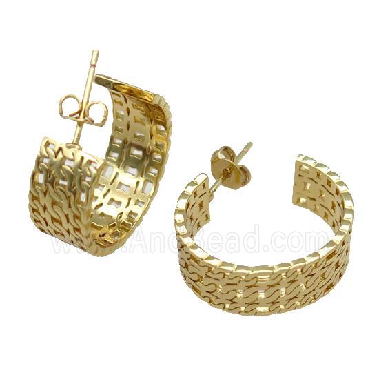 copper Stud Earring, gold plated