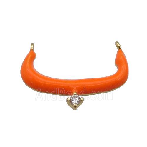 copper pendant with orange enamel, gold plated