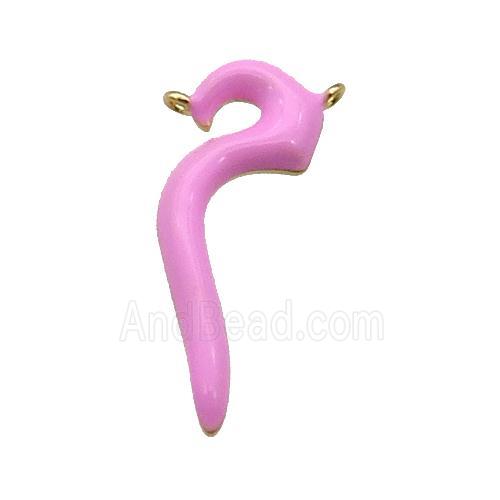 copper pendant with pink enamel, gold plated
