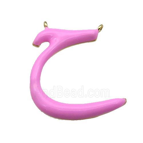 copper pendant with pink enamel, gold plated