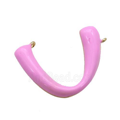 copper pendant with pink enamel, gold plated