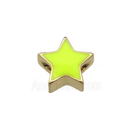copper Star beads with yellow enamel, gold plated