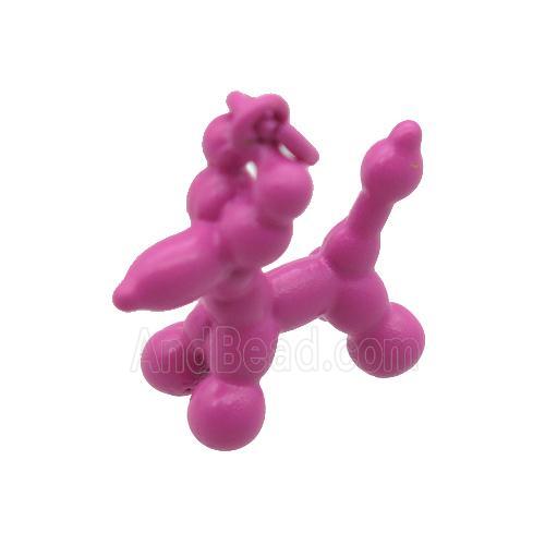 copper Dog pendant with pink fire Lacquered
