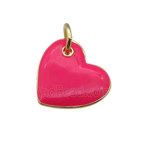 copper Heart pendant with red enamel, gold plated