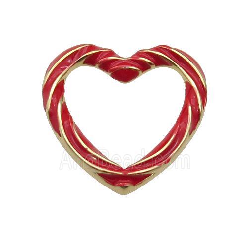 copper Heart pendant with red enamel, gold plated