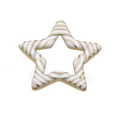 copper Star pendant with white enamel, gold plated