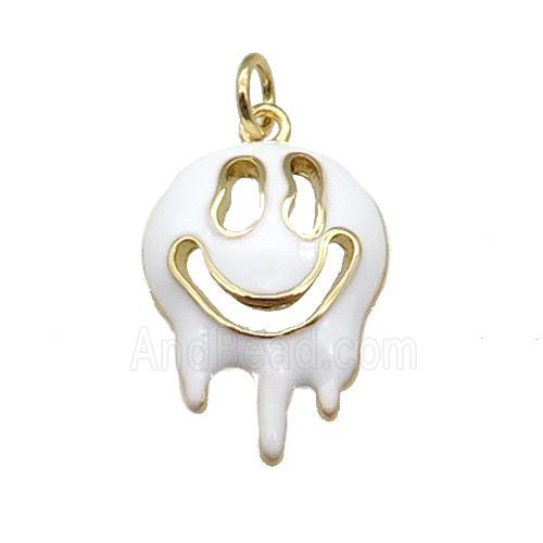 Halloween Ghost charm, copper pendant with white enamel, gold plated