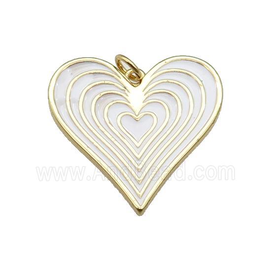 copper Heart pendant with white enamel, gold plated